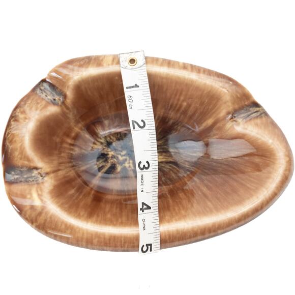 Vintage Brown Oval Ceramic Ashtray - Picture 9 of 11